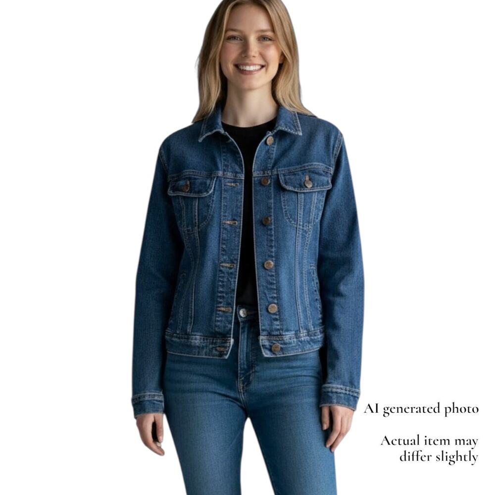 Vintage Y2K 90s Lee Denim Jean Crop Jacket Made Egypt Women Size Small Like New